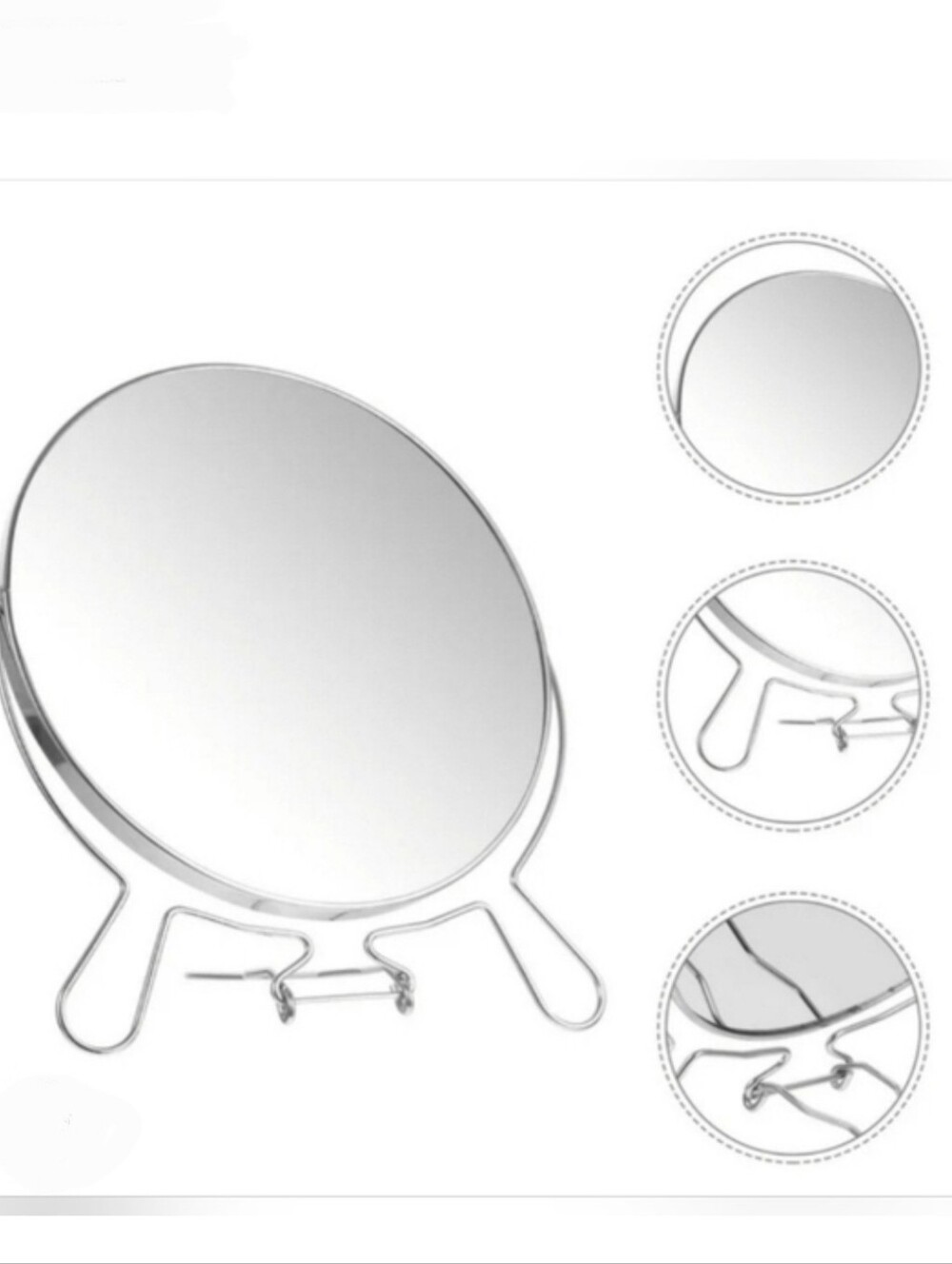 Silver Metal Foldable Tabletop Portable Makeup Mirror BNIB